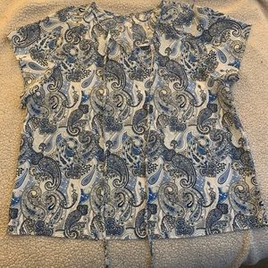 Blue paisley print blouse.